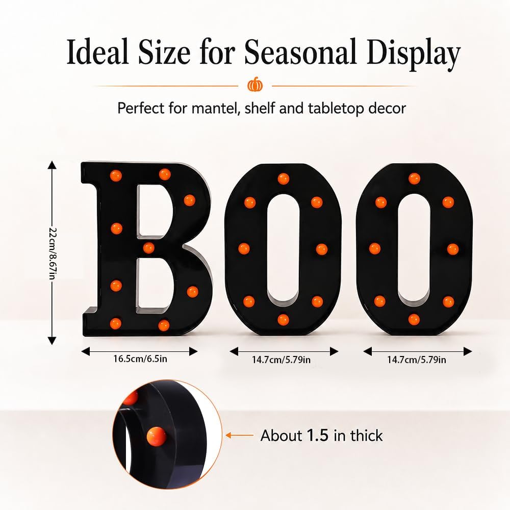 Halloween Decorations Indoor 3pcs Marquee Light Up Letters Boo Sign