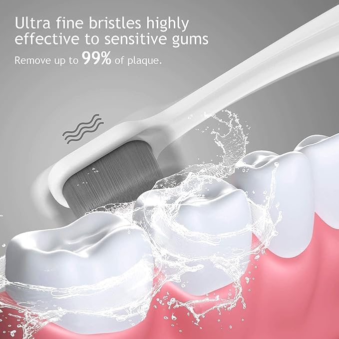 Image of Extra Soft Tooth Brushes For Adults Ultra Soft-Bristled Adult Toothbrush Micro Nano Soft Bristle Perfect For Kid Children Sensitive Teeth /Gum Person, Manual, (Multicolour) (2)