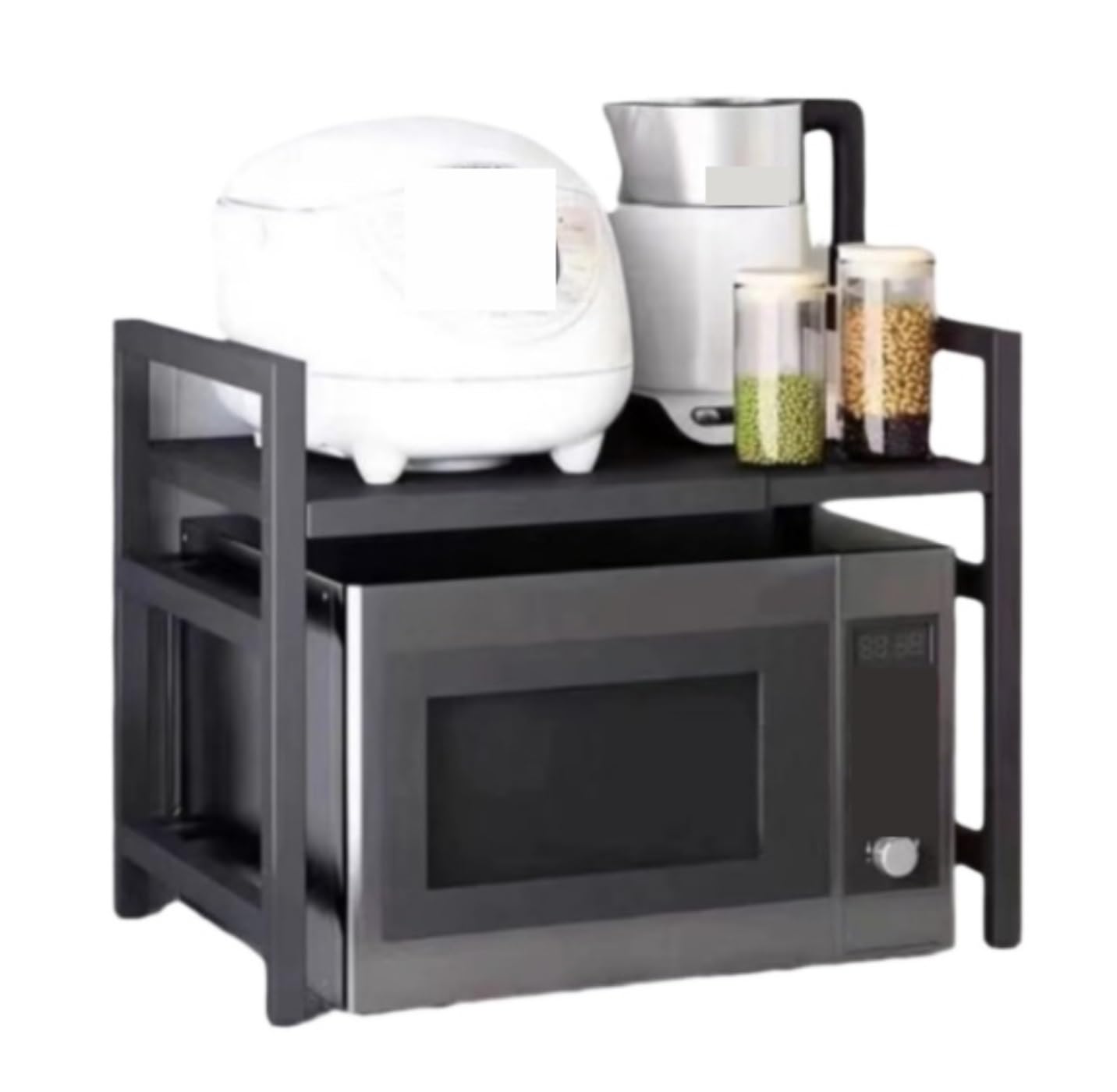 AZHKJKZH Microwave Rack Metal Microwave Rack Multifunctional Oven Kitchen Storage Counter Holder Kitchen Furniture(Black)
