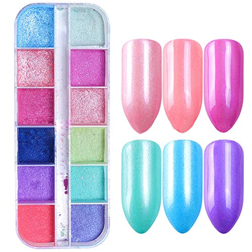 SAMENTHA Nail Art Glitter Powder Für Frauen, 12 Stück Nail Art Decor Glitter Dust Powder Set DIY Acryl UV Gel Tipps… – Bild 3
