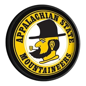The Fan Brands NCAA Appalachian State Mountaineers: Yosef – Original Round Slimline Lighted Wall Sign – Football, Basketball & Baseball Wall Decor – College Sports Décor for Home, Office, Game Room, Fan Cave & Garage – USA Made