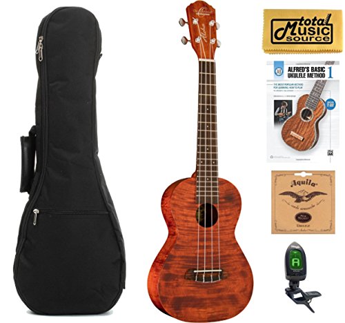 Oscar Schmidt OU300TF Tenor Ukulele, Flame Mahogany, w/Padded Gigbag,Tuner,Strings,Book & PC, OU300TF COMPBK