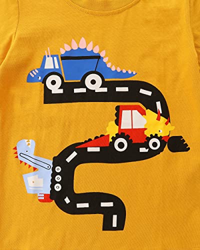 Image of HILEELANG Boy Short Sets Outfits Summer Easter Cotton Casual Tee Shirt Blue Shorts Beach Playwear Set 6 Years