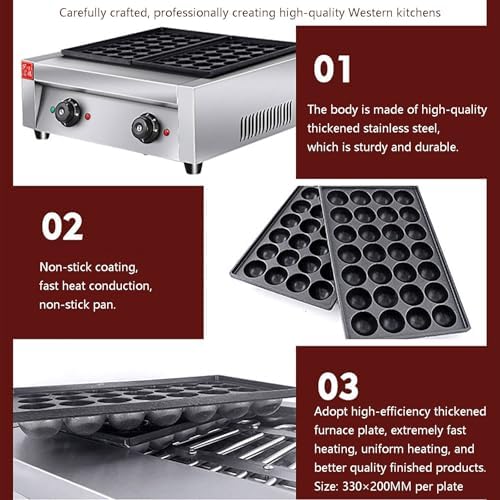 Commercial Mini Dutch Pancake Maker - Non-Stick Dorayaki & Poffertjes Grill, Stainless Steel Breakfast & Snack Maker, Easy to Use, Perfect for Family Fun & Delicious Desserts