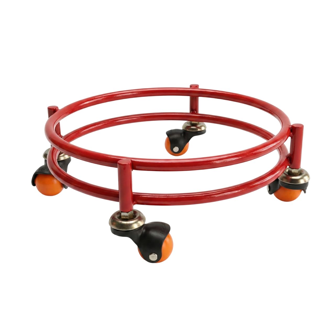 Rincy Heavy Iron Red Colours LPG Gas Cylinder Trolley – Red Heavy-Duty Cylinder Stand with 4 Wheels (Red Heavy Gas Stand 1 Pcs)