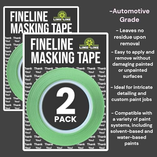 Image of LiME LiNE Green Fineline Paper Masking Pinstriping Tape for Automotive Airbrushing Designs and Custom Painting (2 Pack) (1 /4 inch)