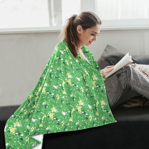 Couverture douce pour canapé jeté de lit moucheté vert