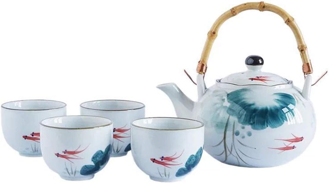 Umeware Best Japanese Ceramic Tea Set Gift With Teapot And 4 Tea Cups For Loose Leaf Tea, Blooming Tea And Tea Bags