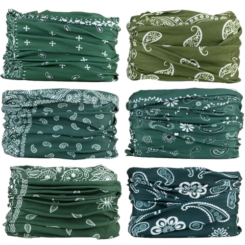 MOBEST Neck Gaiter Mask Face Scarf Bandana Tube Cover Headwear Balaclava Headband Headwrap for Men and Women (6-Green)