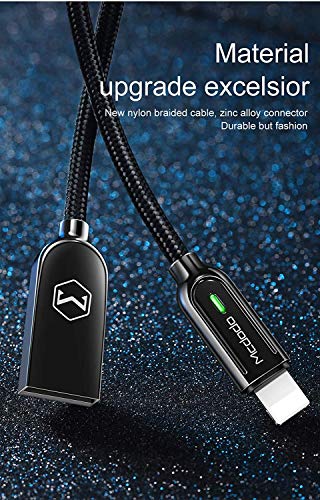 Mcdodo Power Off/On Smart Led Auto Disconnect And Auto Recharge Nylon Braided Sync Charge Usb Data 6Ft/1.8M Cable Compatible With Phone 14/13/12/11 Pro Max List Below (Black, 6Ft/1.8M) #TOP3