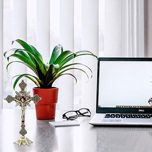 CLISPEED Jesus Cruz Estatueta Ornamento Artístico Cristo Cruz Tom Em Pé Estátua Crucifixo Decoração