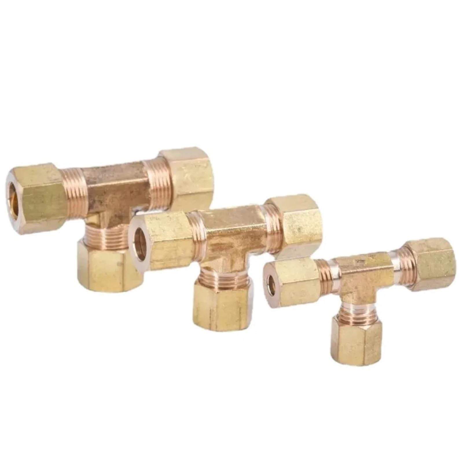 Schlauchverbinder aus Messing Fittings T-Stück Sanitärrohr Messing T-Stück 3 Wege Kompression Union Fitting Wasser Gas Öl Anschluss Rohr Fitting T(5pcs 15.88mm 5l8 Inch)