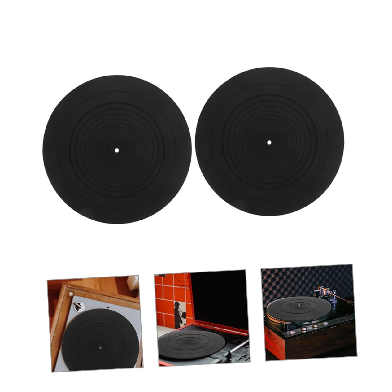 2pezzi Tappetino Per Giradischi in Silicone Tappetino Antistatico Per Piatto Del Giradischi Accessorio Per Lettore Vinile Protezione Per Dischi in Vinile