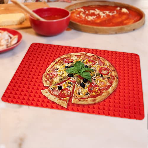 Wolecok Silicone Pyramid Pan,16 X 11 Inches Large Red Pyramid Baking Mat, Cooking Pan Oven Tray Baking Sheet Pastry Cooking Mat 2 Pack(Red) #TOP5