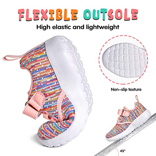 Toddler Girl Shoes Boy Toddler Sneaker With Arch Support, Lightweight Walking Toddler Shoes, Athletic Toddler Tennis Shoes With Hook And Loop, Little Kids Sneakers Size 7.5, Pink #TOP2