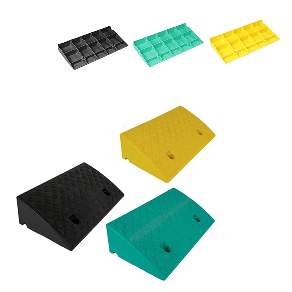 Rampa da Soglia Portatile Rampa di Carico Altezza 5-17cm Rampa di Accesso in Plastica，Rampe di Cordolo Antiscivolo per Sedia A Rotelle, Bici, Moto, Auto(Yellow,50x27x11cm)