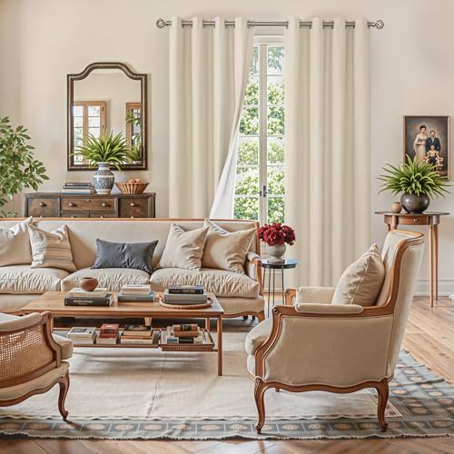 Image of YoungsTex Linen Blackout Curtains 84 Inches Long, Room Darkening Drapes with Grommet Thermal Insulated for Bedroom Living Room Energy Saving, 2 Panels, 52 X 84 Inch