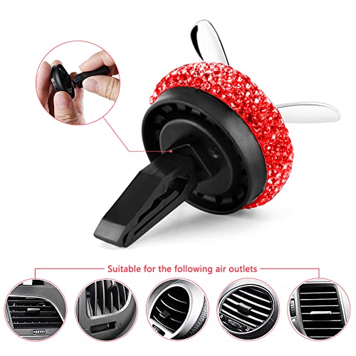 Image of eing Car Air Freshener,Turbo Spinning Car Vent Clip Fragrance Diffuser,Essential oil Air freshener with Bling Diamonds,Stylish Propeller Shape Car Decor (1-Pack,Red)