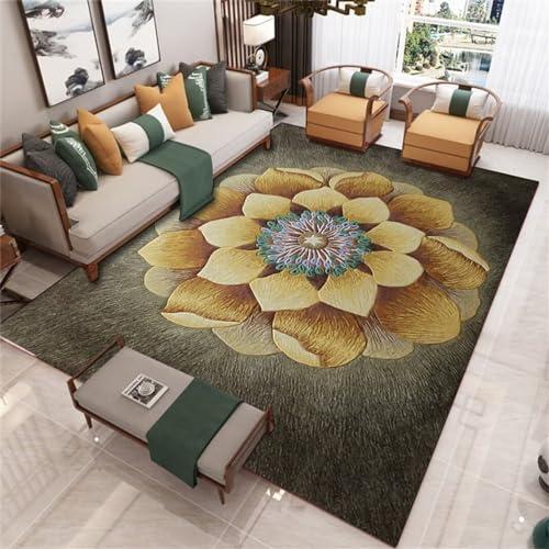 Tapis rectangle jaune clair 80x160 cm lavable imprimé 3D pour votre deco de chambre moderne - 2