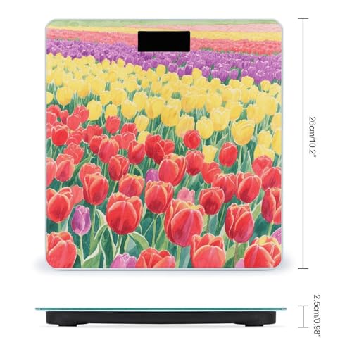 Báscula digital de baño Tulip Field con vidrio templado miniatura 2