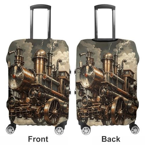 Steampunk Style Luggage Cover, Washable Elastic Suitcase Cover Protector Fit 18-32 Inch Luggage3