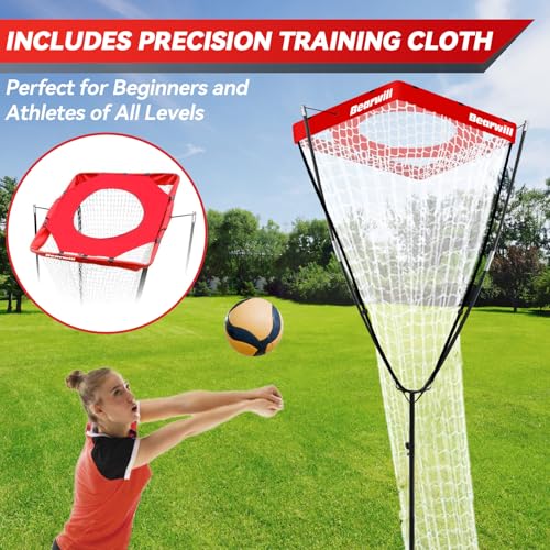 Bearwill Volleyball Setter Trainer Net, Volleyball Training Equipment Adjustable Angle Height 8-13 FT Setter Net, Indoor Outdoor Volleyball Practice Net System for Serving, Spiking and Setting - Image 4
