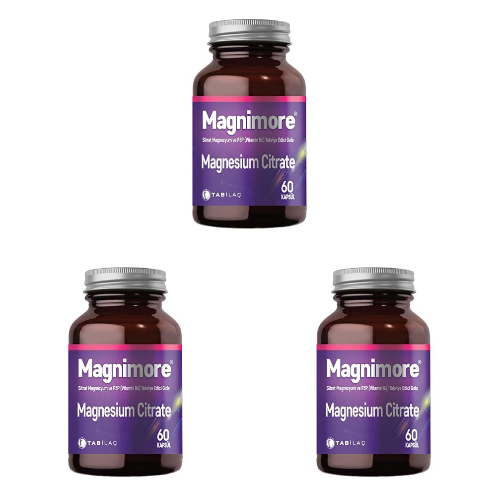 Magnimore Magnezyum Sitrat & P5P 60 Bitkisel Kapsül (3 paketi)