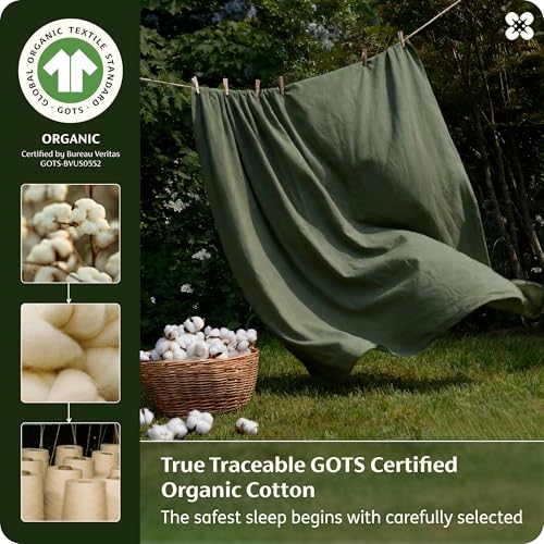 Image of Bedsure PureWoven 100% GOTS Certified Organic Cotton Sheets, Queen Size