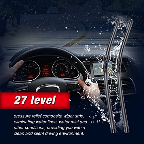 Image of 26 inch+26 inch Windshield Wiper Blades Fit for Ford Fusion 2020 2019 2018 2017 2016 2015 2014 2013 Audi Q7 03 /06-08 /15 Original Equipment Replacment Wiper Blades Set(Pack of 2) Pinch Tab