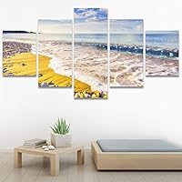 SIGNWIN 5 Panel Canvas Wall Art Modern Art Beach Coastal Multicolor Photography Relax/Calm Romantics for Home Decorations Ready to Hang - 60
