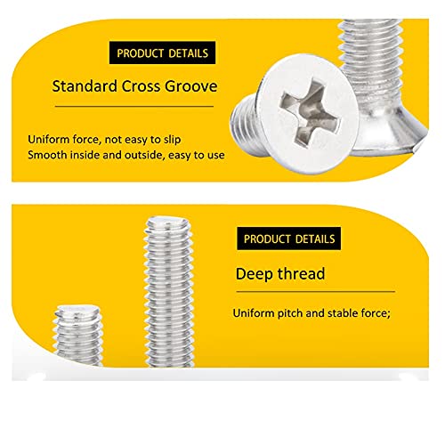 ANSIEDIO M8 Phillips Flat Head Machine Screws Bolts Stainless Steel Cross Countersunk Screws, M8×90mm,5 pcs - Image 3