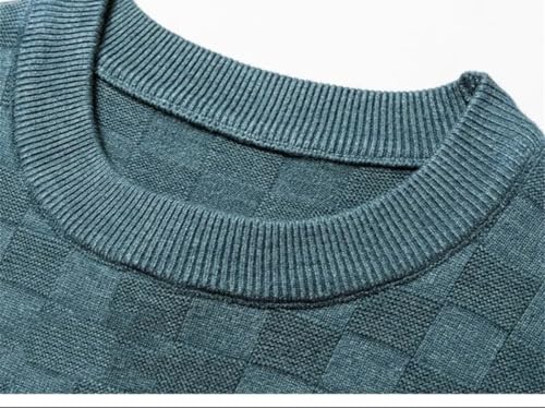 Men's Winter Plaid Knit Crew Neck Sweater Slim Fit Casual Loose Long Sleeve Pullover Sweater3