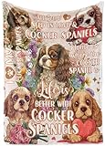 Huglanket Cocker Spaniel Gifts, Cocker Flannel Blanket Throws for Dog Mom Dad, 50 x 65 inches, Perfect for Birthday Christmas Thanksgiving Mother's Day Father's Day