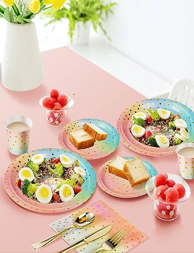 Image of Nkaiso 141Pcs Rainbow Paper Plates and Napkins Party Supplies for20