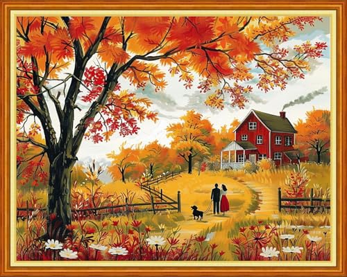 Image of Funart Stamped Cross Stitch Kits for Beginners Full Range of Cross Stitching Preprinted Embroidery Kits for Adults, 11CT Embroidery Pattern Needlepoint Kits- (ArtColors40)