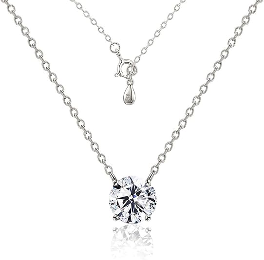 Raneecoco STUNNING FLAME 1.0-3.0 Carat Sterling Silver Cubic Zirconia Necklace for Women | 1ct Simulated Diamond | Round CZ Solitaire Gold Pated Dainty Pendant Necklace, 16+2" Chain