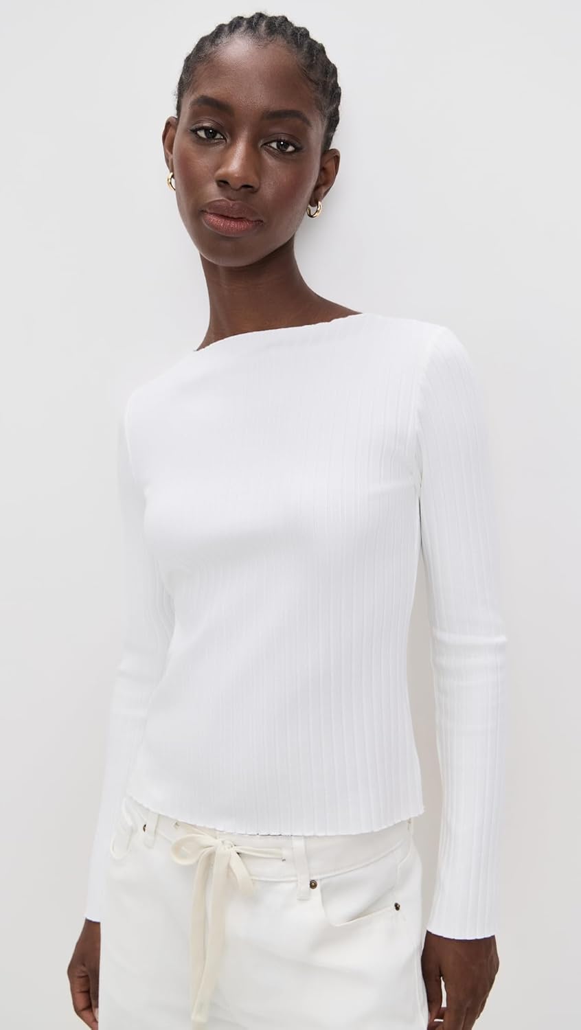 Vince Women's Rib Slash Neck Shirt - Image 2