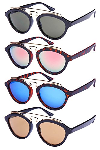 Edge I-Wear Double Bridge Oval Sunglasses w/Color Mirror Lens 541065-REV3