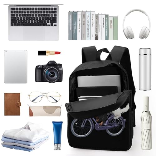 Dachshund Schnauzer Dog Cycling Bike Unisex Backpack 17" Casual Daypacks Simple Shoulders Bag for Camping Hiking Travel Gear3