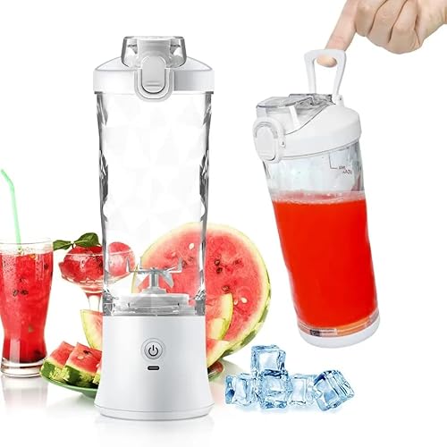 Portable Blender (White) | 600ML Electric Rechargeable USB Type-C Portable Blender | 270 Watt Waterproof Blender | 20oz Personal Electric Juicer with Extra Lid converts to Water Bottle with Carry Strap | Powerful Motor Crushes Ice, Self Cleaning, USB Cable | Smoothies and Shakes Blender Portable Blender (White) | 600ML Electric Rechargeable USB Type-C Portable Blender | 270 Watt Waterproof Blender | 20oz Personal Electric Juicer with Extra Lid converts to Water Bottle with Carry Strap | Powerful Motor Crushes Ice, Self Cleaning, USB Cable | Smoothies and Shakes Blender
