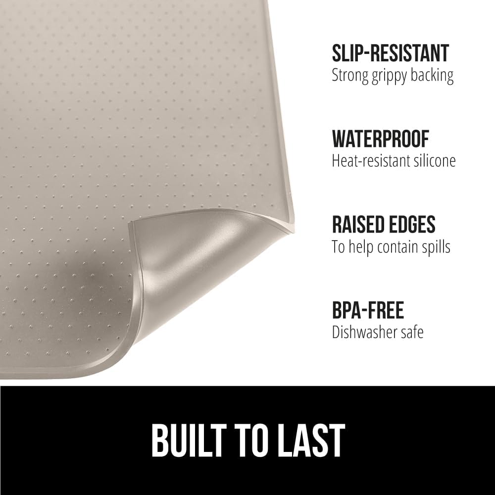 GORILLA GRIP Silicone Coffee Mat, 18x28, Espresso Machine Bar Accessories, Keep Kitchen Counters Clean, Stays in Place, Waterproof and Heat Resistant Dish Drying Mats, Home Decor Essentials, Almond
