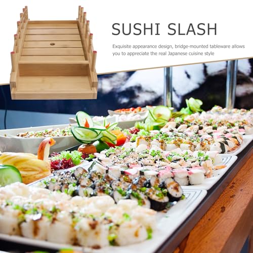 Bandeja sushi estilo japonés con diseño puente natural miniatura 7
