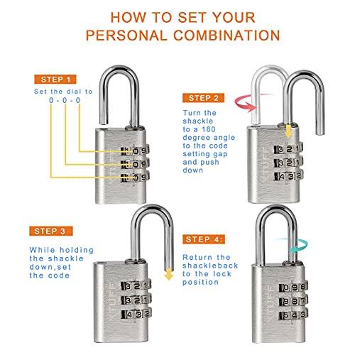 Xtuff Combination Padlock-3 Digit Resettable Outdoor Waterproof Aluminum Lock, For School Gym Employee Sports Locker, Fence, Toolbox, Gate, Case, Hasp Storage, Suitcases, Set Your Own Combo Keyless #TOP1