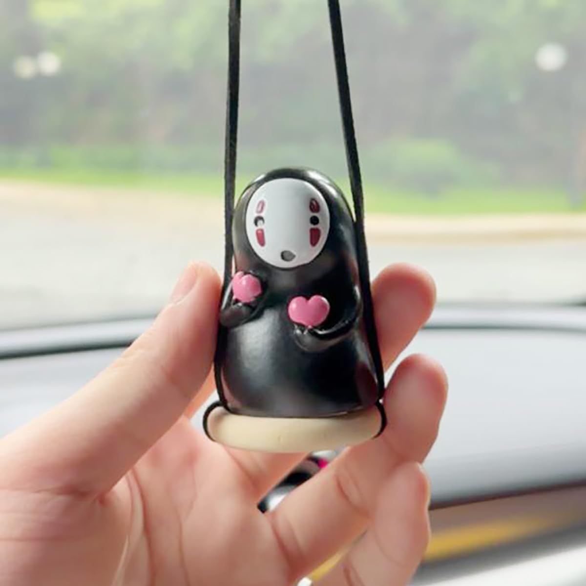 Anime Car Accessories of No Face Man loving Car Pendant Hanging Swing, for Car Rear View Mirror Accessories