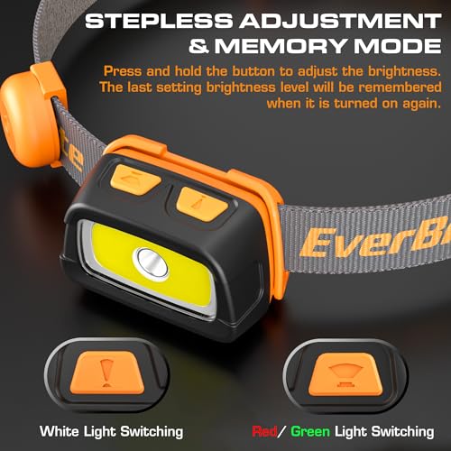 image for EverBrite Rechargeable Headlamp - 350 Lumens Headlight with Red/Green 