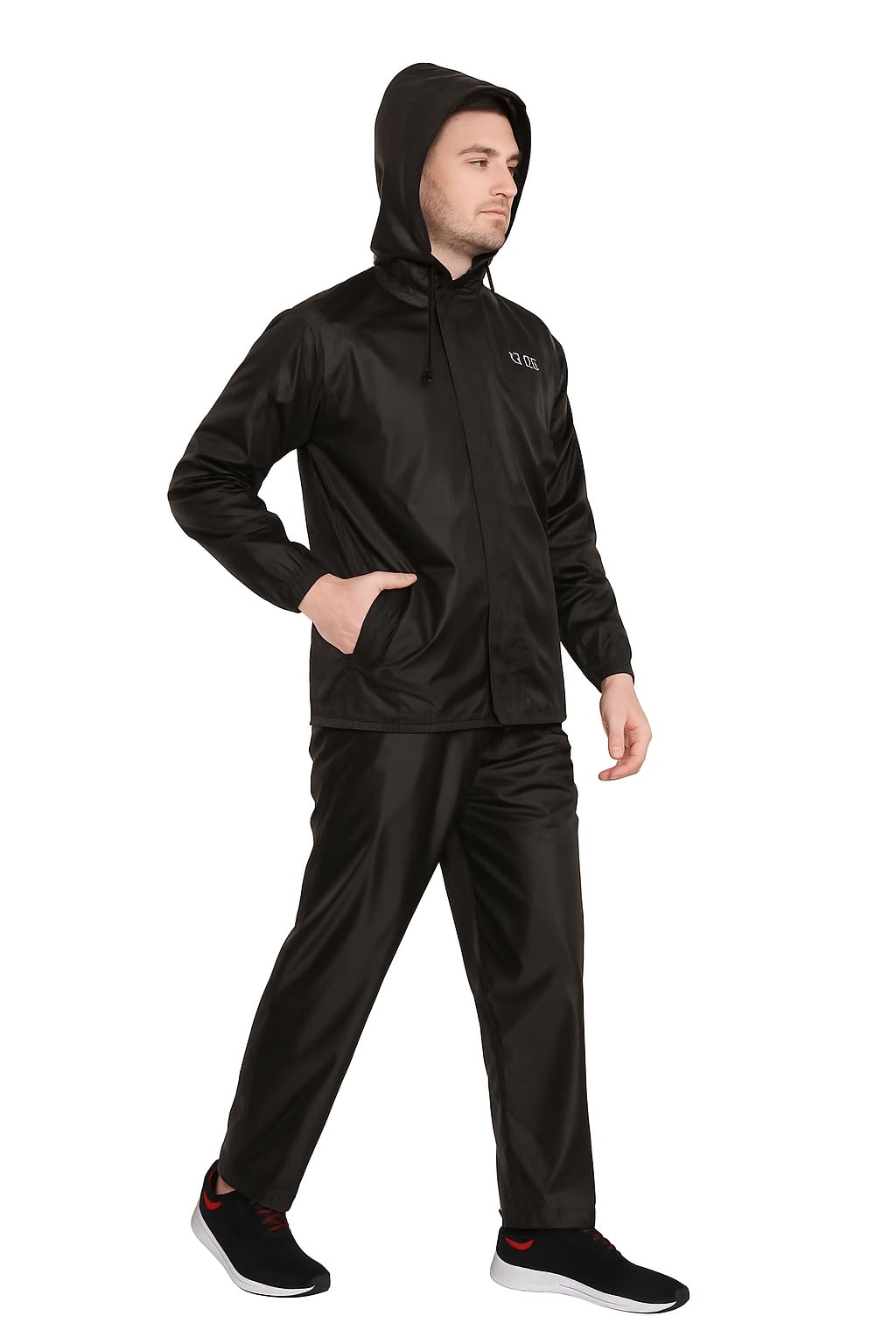 lineoval Unisex Waterproof Rainsuit | Hooded Raincoat with Pants | Lightweight Rain Wear for Men & Women | Monsoon Outdoor Protection Black-picture-26