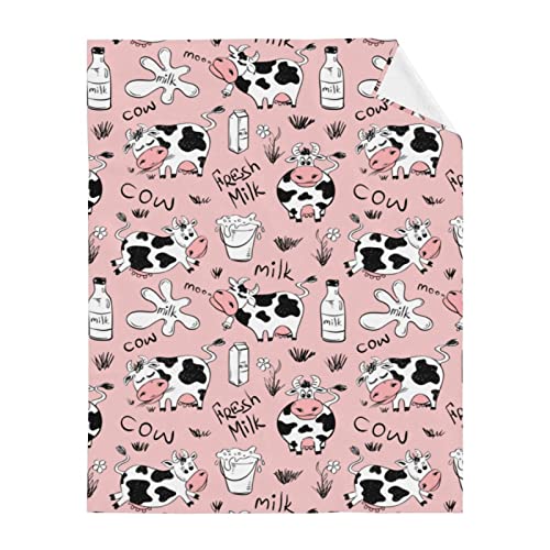 Fehuew Funny Animals Cow Milk Print Soft Throw Blanket 40X50 Inch Lightweight Warm Flannel Fleece Blanket For Couch Bed Sofa Travel Camping For Kids Adults #TOP2