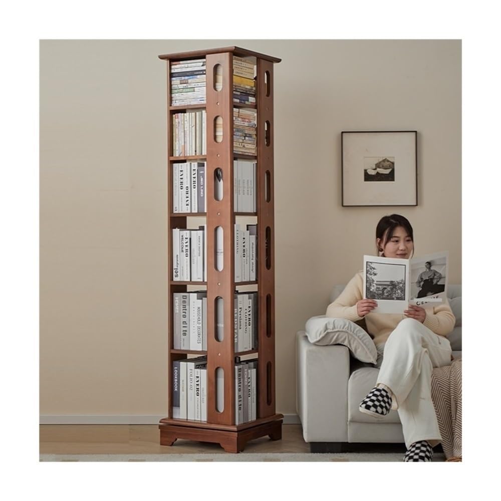 Libreria Scaffale girevole in legno massello, libreria da pavimento a 360 gradi, scaffale semplice e moderno for la casa(Grande)
