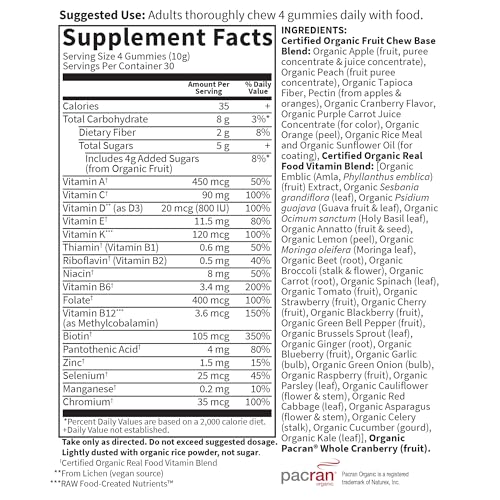 Garden of Life Organics Women's Gummy Vitamins - Berry - Certified Organic, Non-GMO, Vegan, Kosher Complete Multi - Methyl B12, C & D3 - Gluten, Soy & Dairy Free, 120 Real Fruit Gummies - Image 7
