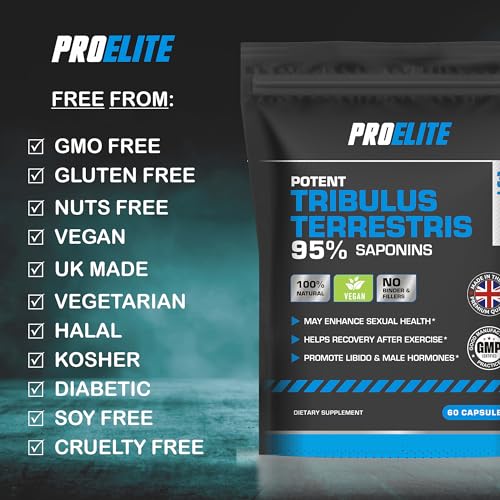 Tribulus Terrestris Extract 8500mg ? 180 Capsules - 95% Saponins - Test Booster Pills Increase Testosterone for Muscle Growth, Strength Tribulus Terrestris Tablets Powder Alternative by PROELITE - Image 4